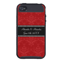 Wedding favors red damask iPhone 4 covers