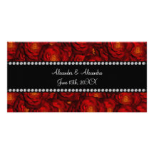 Wedding favors Red roses Custom Photo Card