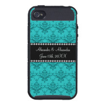 Wedding favors Turquoise damask iPhone 4 Covers