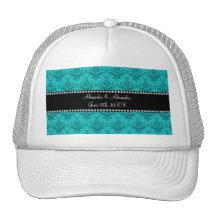 Wedding favors Turquoise damask Mesh Hat