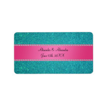 Wedding favors turquoise glitter address label