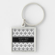 Wedding favors White damask Keychains