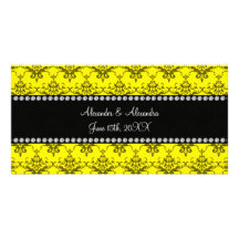 Wedding favors Yellow damask Photo Cards