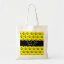 Wedding favors Yellow damask Tote Bag