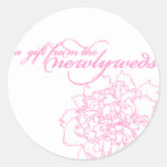 Wedding favour sticker pink peony