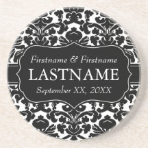 Wedding Favour - Vintage Damask Pattern Drink Coaster