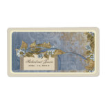 Wedding Favour Vintage Wine Label in Robin Blue