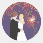 Wedding Fireworks Round Stickers
