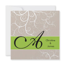 Wedding floral monogram names invitation