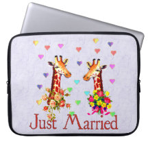 Wedding Giraffes Laptop Sleeves
