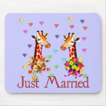 Wedding Giraffes Mouse Pads