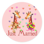 Wedding Giraffes Round Sticker