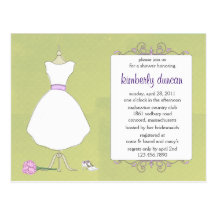 Wedding Gown Bridal Shower Invite Postcard