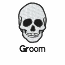 Wedding groom skull embroidered men's t-shirt