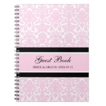 Wedding Guest Book Pink Damask Notebook