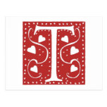 Wedding Hearts Letter T Post Cards
