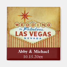 Wedding in Fabulous Las Vegas - Vintage Stripes Fridge Magnets