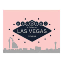 Wedding in Las Vegas with Silhouette Bride & Groom Postcard