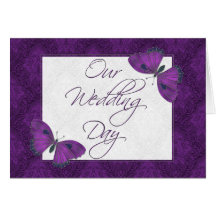 Wedding Invitation 5X7  Butterfly Brocade Purple Greeting Card