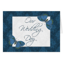 Wedding Invitation 5X7  Butterfly Brocade teal Greeting Card