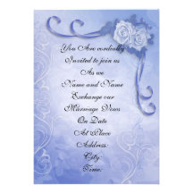 Wedding invitation Blue antique roses