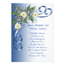 Wedding Invitation Blue floral