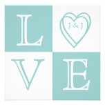 Wedding Invitation Blue Love and Monograms