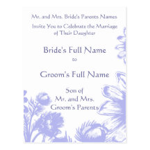 Wedding Invitation-Blue Perwinkle Vintage Flowers Post Cards