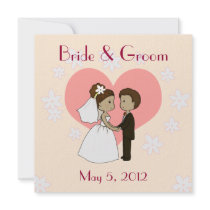 Wedding invitation cute couple cartoon