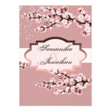 Wedding Invitation Dusty Rose Pink Cherry Blossom