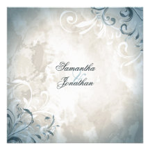 Wedding Invitation Elegant Vintage Foliage & Swirl
