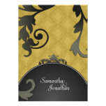 Wedding Invitation - Gold & Black Damask Floral