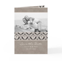Wedding Invitation Greeting Card Beige Damask