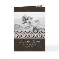 Wedding Invitation Greeting Card Brown Damask