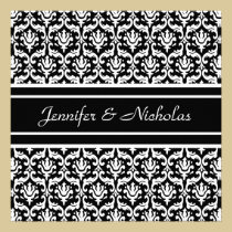 Wedding Invitation in Stylish Black & White Damask invitations