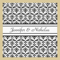 Wedding Invitation in Stylish Black & White Damask invitations