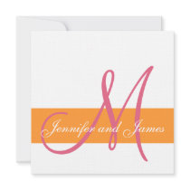 Wedding Invitation Initial Orange Honeysuckle Pink
