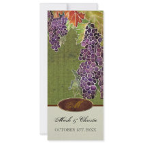 Wedding Invitation Monogram Autumn Grape Leaf