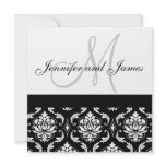 Wedding Invitation Monogram Names Black Damask