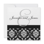 Wedding Invitation Monogram Names Black Damask