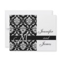 Wedding Invitation Monogram Names Black Damask