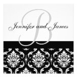 Wedding Invitation Monogram Names Black Damask