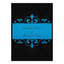 Wedding Invitation - Pastel Ocean Blue and Black