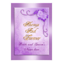 Wedding Invitation purple rose