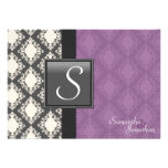 Wedding Invitation - Purple White Damask Monogram