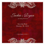 Wedding Invitation Save the Date Antique Roses red