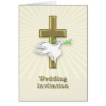 Wedding invitation with a golden cross card