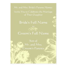 Wedding Invitation-Yellow Vintage Flowers Postcard