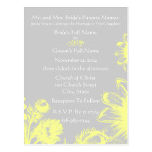 Wedding Invitation-Yellow Vintage Flowers Postcard