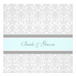 Wedding Invitations Blue Grey White Damask